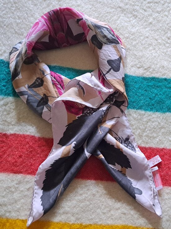 Christian Lacroix Accessories - Christian Lacroix Silk Scarf, OS, black pink and purple floral